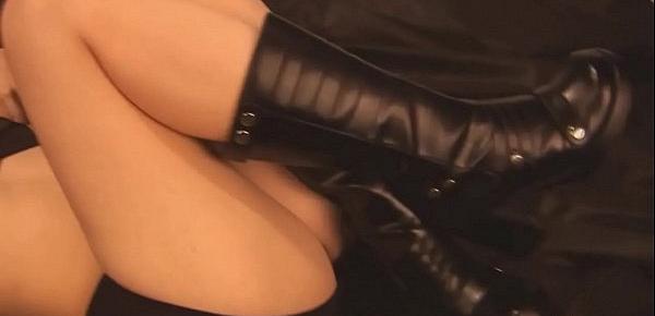  Black boots and pussy closeup